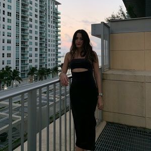 Velvet Cut Out Midi Dress